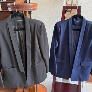 TWO Urban CoCo Women's Blazer Open Front Womens Blazer, Size L, Black & Blue
